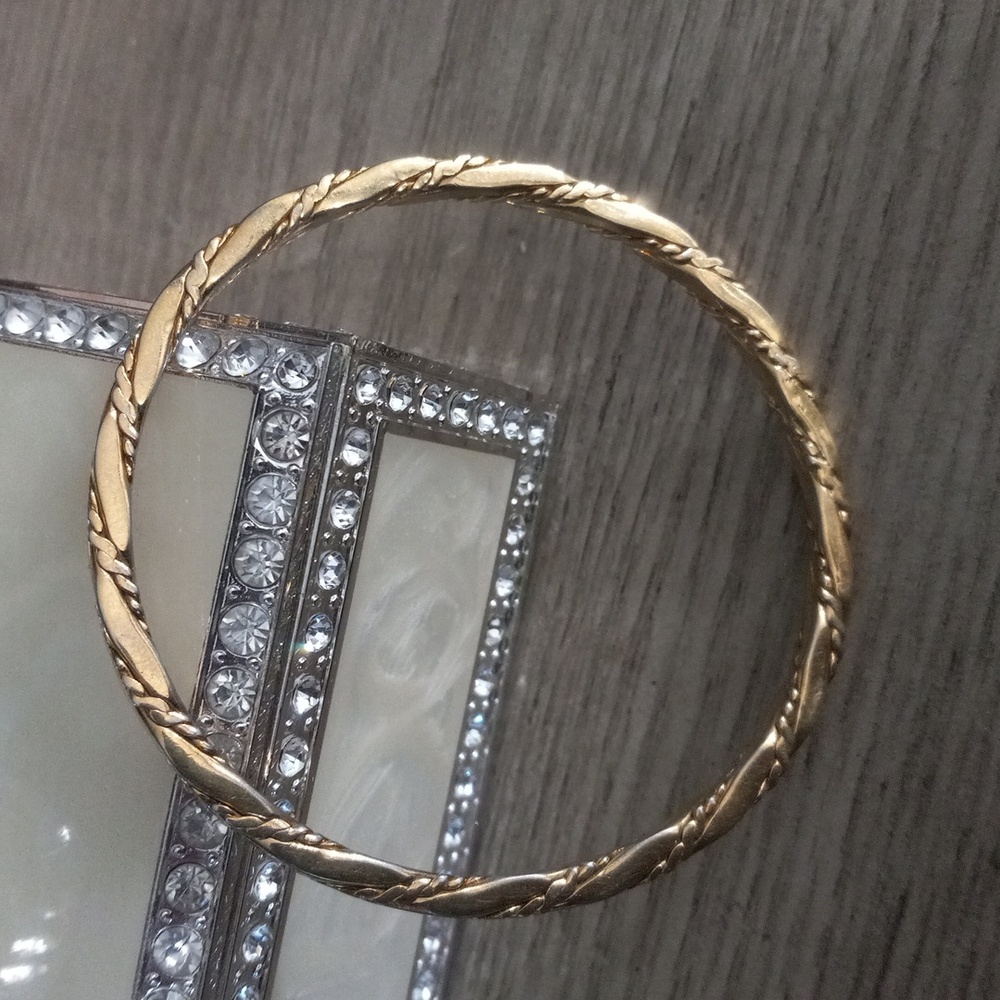 Vintage Monet Gold-Tone Bangle Bracelet With Rope Design